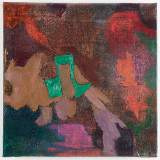 Green Note, 2014, oil on linen, 14 x 14 inches