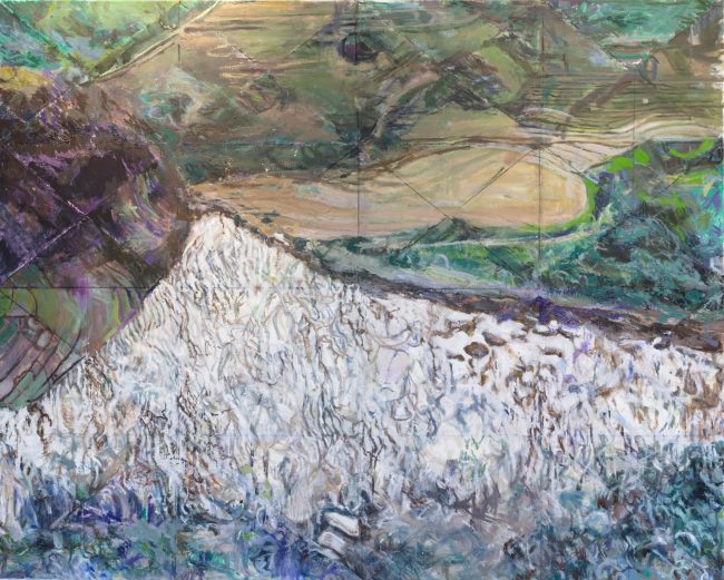 Paddy Field, 2022, oil on linen painting by Lois Dickson, 48 x 60 in
