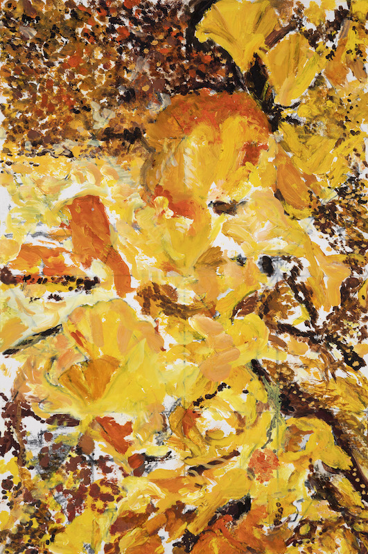 Ginkgo Leaves, 2024, Oil on Wood, 18 x 12