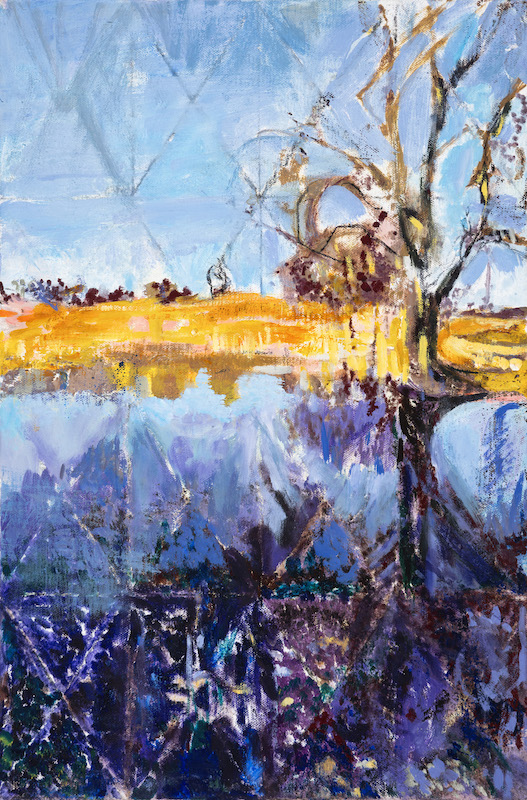 Tree and Pond, 2024, Oil on Linen, 18 x 12