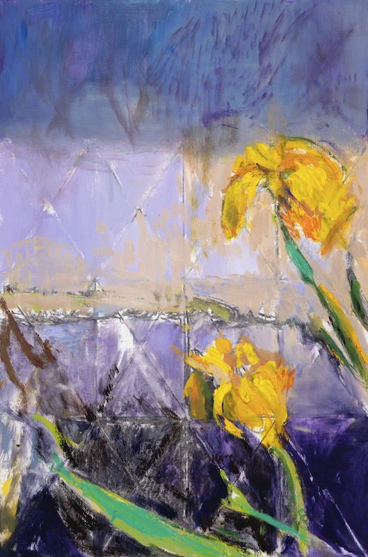 Two Irises, 2024, Oil on Wood Panel, 18 x 12