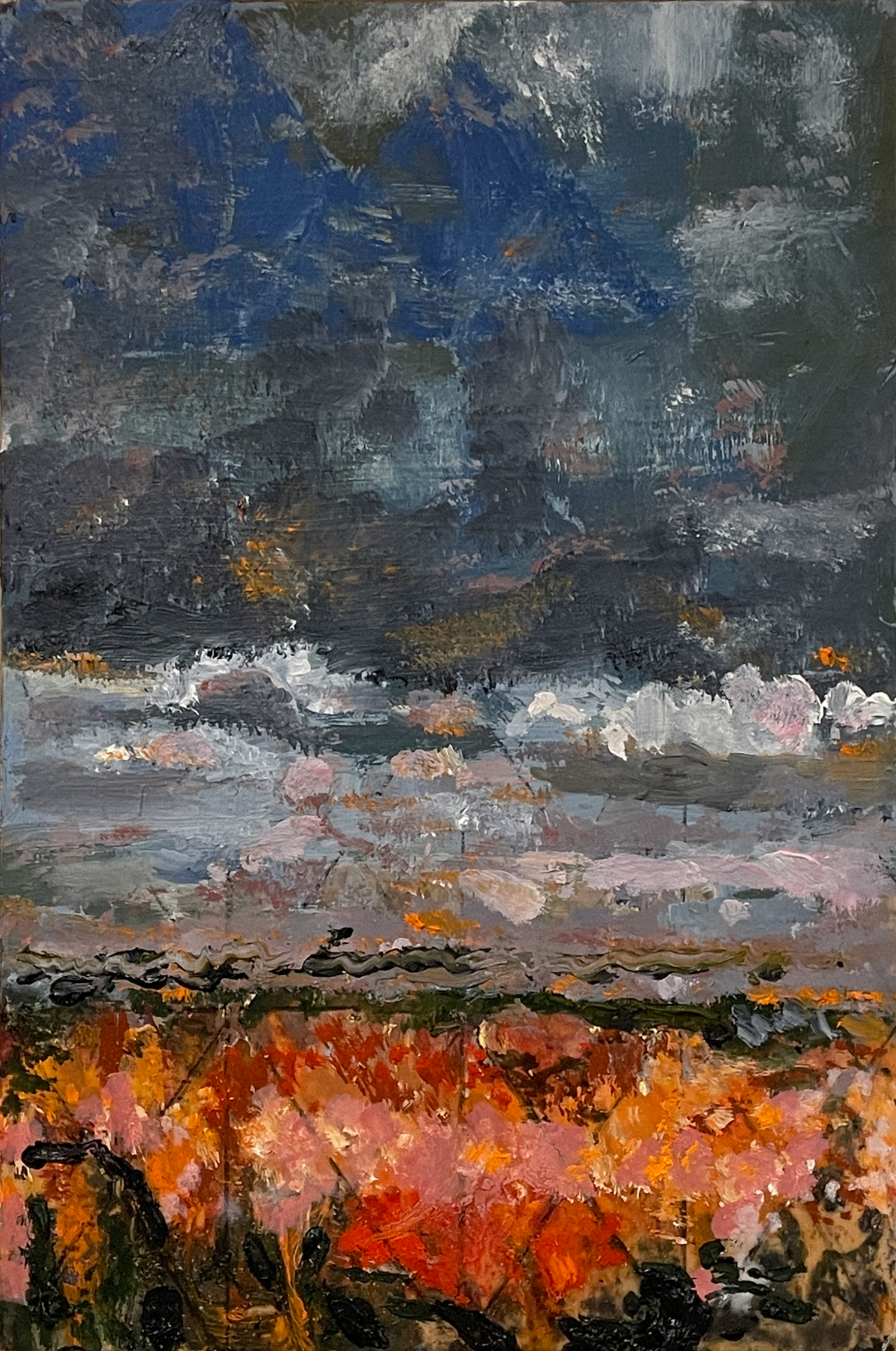 Slow Burn, 2025, oil on panel, 11.25 x 8 inches